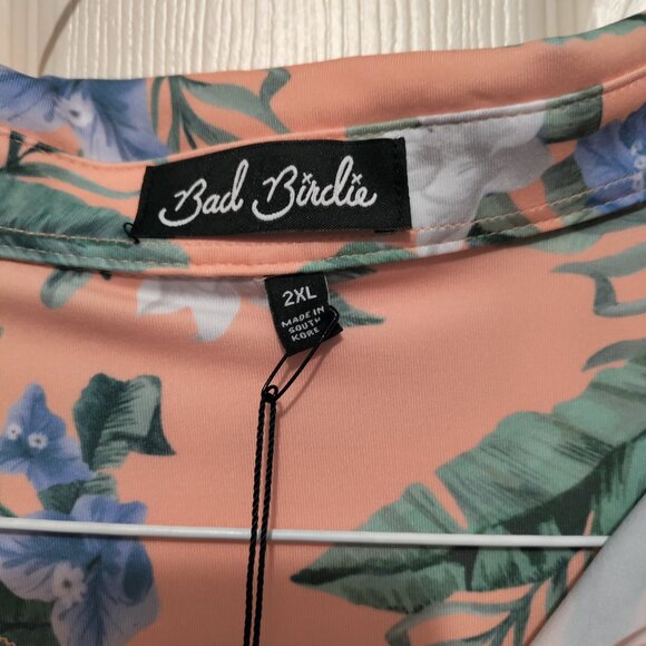 NWT Bad Birdie Men’s XXL Golf Shirt Polo Peach Floral Fiesta Tropical - Picture 3 of 7